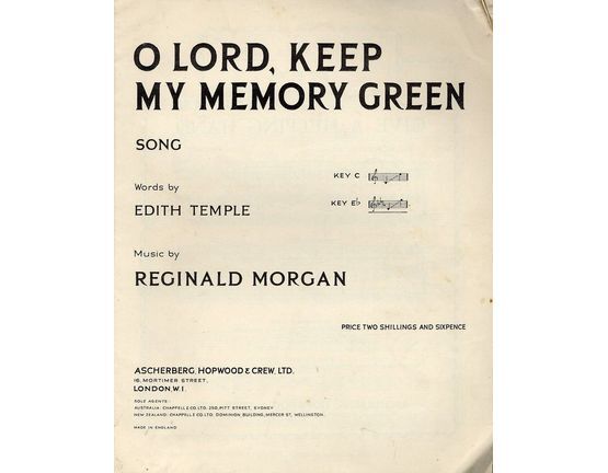 7809 | O Lord, Keep My Memory Green - Song in the key of E flat major