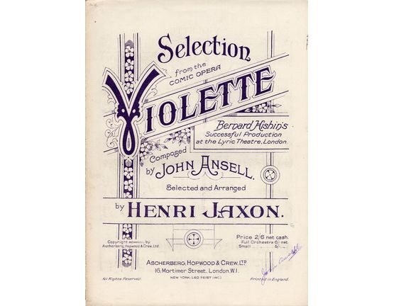 7809 | Selection from the Comic Opera "Violette" - The Successful Bernard Hishin Production at the Lyric Theatre London