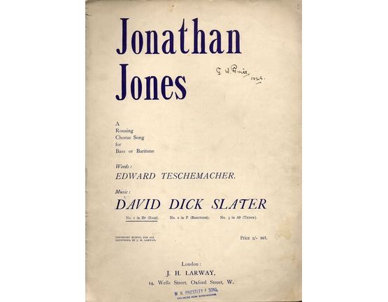 7818 | Jonathan Jones - A rousing Chorus Song - In the key of E flat major for Bass Chorus
