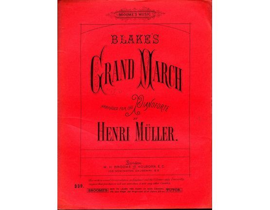 7825 | Blake's Grand March - For Pianoforte - Broome Edition No. 339