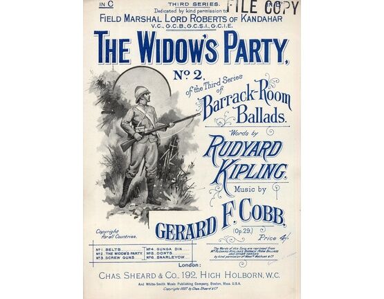 7843 | The Widow's Party (Op. 29) - No. 2 of the Third Series of Barrack Room Ballads in the Key of C for Low Voice - Dedicated to Field Marshal Lord Roberts