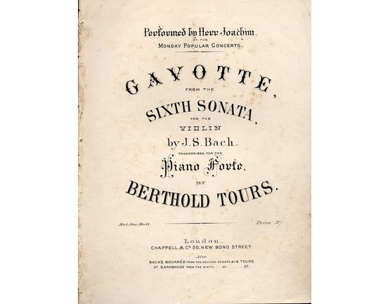 7857 | Gavotte from the Sixth Sonata for the Violin - Performed by Herr Joachim at the Monday Popular Concerts