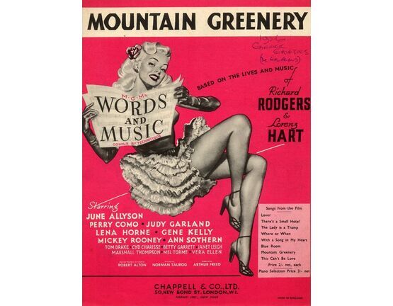 7857 | Mountain Greenery - Song from "Words and Music" - Based on the Lives and Music of Richard Rodgers and Lorenz Hart