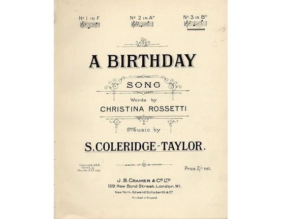 7862 | A birthday song - In the key of B flat major for high voice
