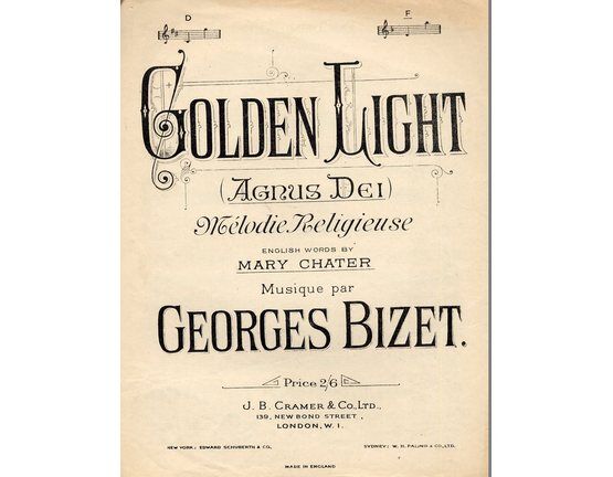 7862 | Golden Light (Agnus Dei) - Song in the key of D major for Lower voice