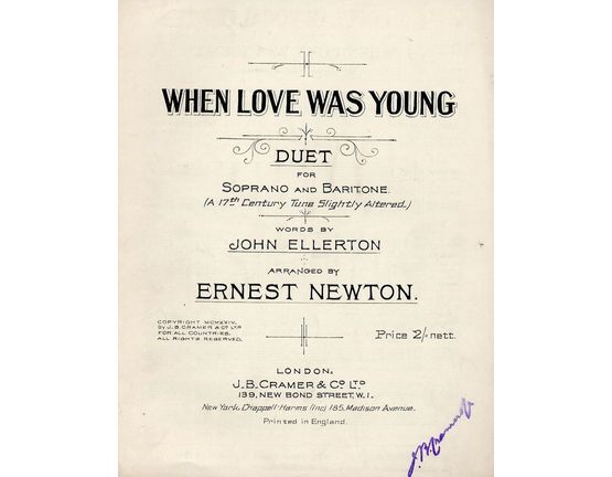 7862 | When Love was Young - Duet for Soprano and Baritone (A 17th Century Tune slightly altered)