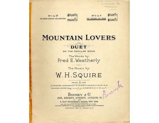 7863 | Mountain Lovers - Vocal Duet in the key of F Major for Soprano and Tenor