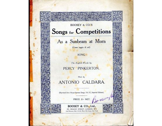 7864 | As a Sunbeam at Morn (Come raggio di sol) - Boosey and Co.'s Songs for Competitions Series
