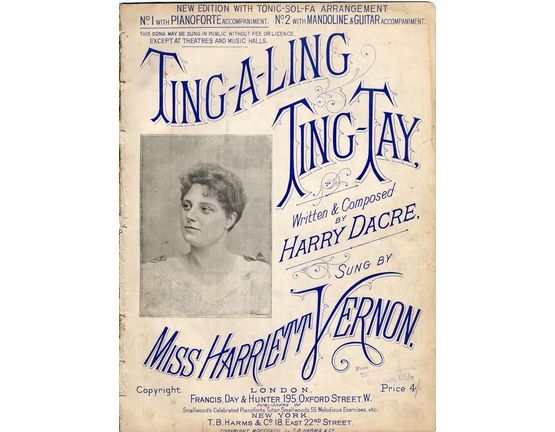 7880 | Ting-a-Ling Ting-Tay - As Sung by Miss Harriett Vernon - No. 1 with Pianoforte Accompaniment