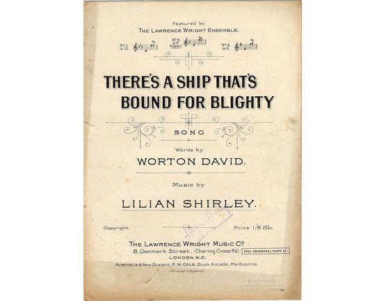 7885 | Theres a Ship Thats Bound for Blighty - Song in the key of F major (Original)