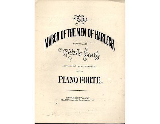 7893 | March of the Men of Harlech or The Death of Llywelyn - Popular Welsh Song arranged with an accompaniment for the Pianoforte - Pitman Hart & Co Edition