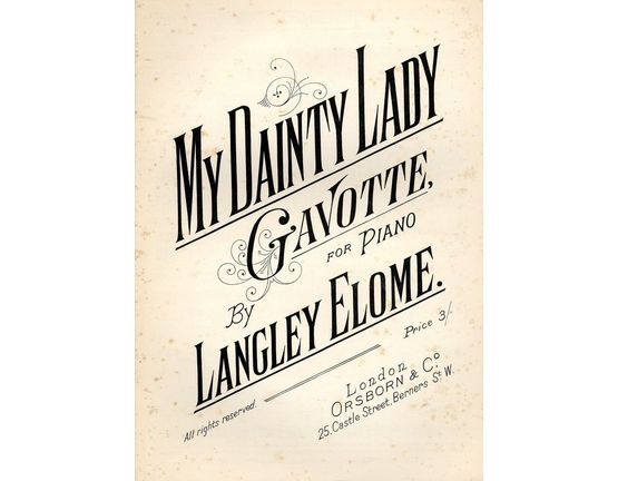 7933 | My Dainty Lady - Gavotte for Pianoforte Solo