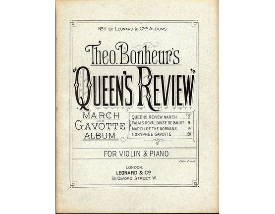 7937 | Queen's Review - March and Gavotte Album - For Violin and Piano - No. 11 of Leonard &  Co.s Albums
