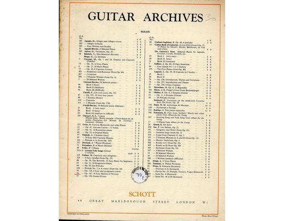 7947 | Guitar Archives Edition Andres Segovia - G. A. No. 70, Op. 147 - 16 Easy Dances of Norway