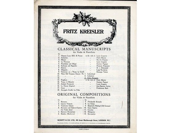 7947 | Kreisler - Schon Rosmarin - For Violin and Piano
