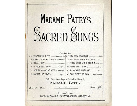 7954 | Madame Patey's Sacred Songs - As Sung by Madame Patey