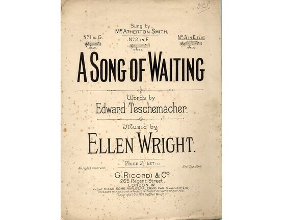 7966 | A Song of Waiting - Song in the Key of E Flat - For High Voice