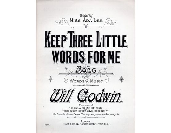 7972 | Keep three little words for me - Song sung by Ada Lee