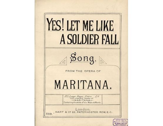7972 | Yes! let me Like a Soldier Fall - Song from the Opera of Maritana - Hart and Co edition No. 589