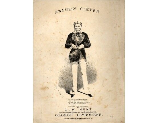 7993 | Awfully Clever - Sung with Immense Success by George Leybourne (Black and White Illustration)