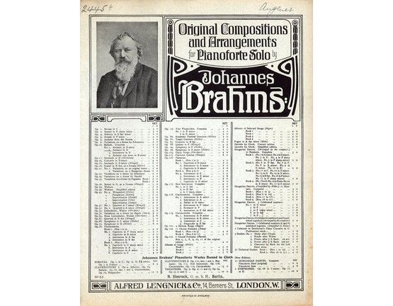 8069 | Brahms - Balladen - Piano Solo - Op. 10 - Featuring Brahms