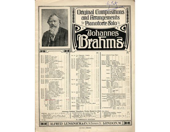 8069 | Brahms - Clavierstucke - Piano Solo - Op. 76 - Featuring Brahms