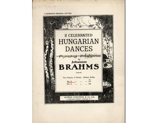 8069 | Brahms - Hungarian Dance No. 5 - For 2 Pianos - N. Simrock's Original Edition