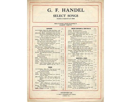 8134 | Handel - Where e'er you walk - Song in the key of B flat major for Tenor Voice