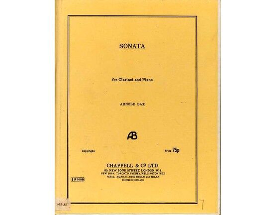 8167 | Bax - Sonata - For Clarinet & Piano - Dedicated to Hugh Prew