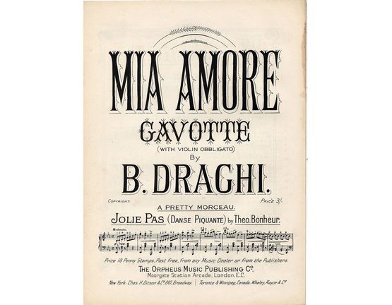 8186 | Mia Amore - Gavotte -  With Violin Obbligato on seperate sheet