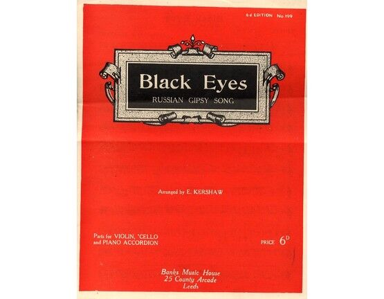 8190 | Black Eyes - Famous Russian Gipsy Song - Parts for Violin, 'Cello and Piano Accordion