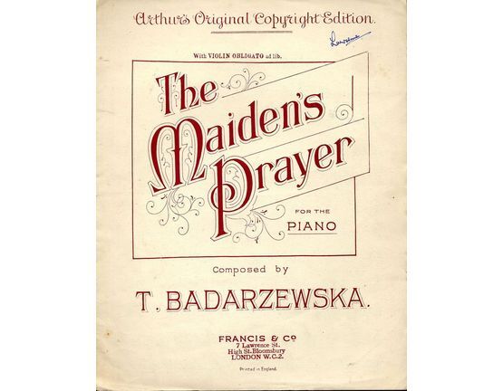 8190 | The Maiden's Prayer - For Piano