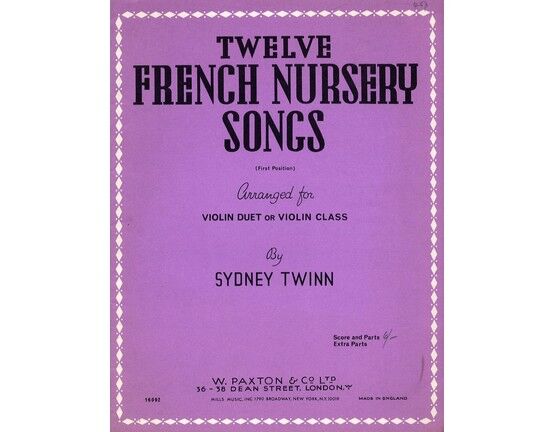 8190 | Twelve French Nursery Songs - Arranged for Violin Duet or Violin Class in the First Position