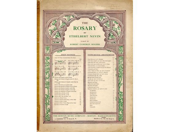 8283 | The Rosary - Song - For Mezzo Soprano or Baritone - In the key of C major