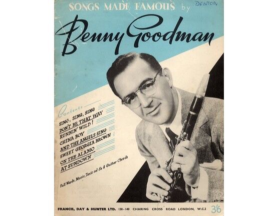 8284 | Songs Made Famous by Benny Goodman - Featuring Benny Goodman - Full words - Tonic Sol Fa - Guitar Chords