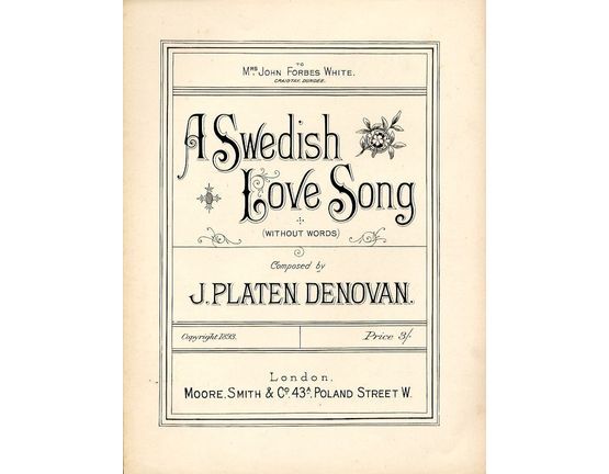 8290 | A Swedish Love Song (Without Words) - Dedicated to Mrs John Forbes White