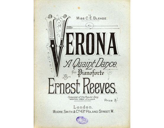 8290 | Verona - A Quaint Dance for Pianoforte - Dedicated to Miss C. E. Blease