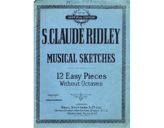 8310 | Musical Sketches, twelve easy pieces without octaves - English fingering - Imperial Edition No. 113
