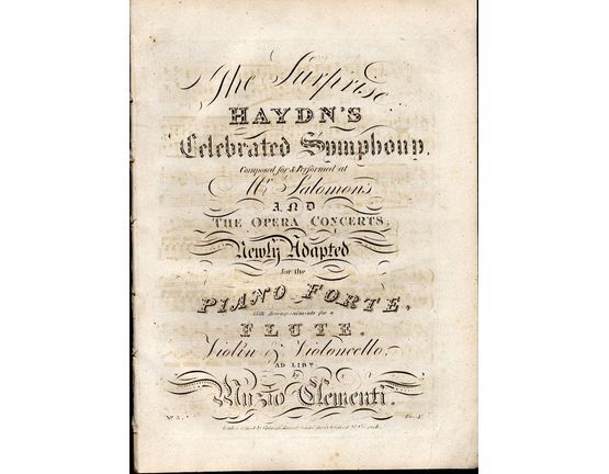 8379 | The Suprise - Haydn's Celebrated Symphony - Composed for and performed at Mr. Salomon's and The Opera Concerts - Newly adapted for the Piano Forte wit