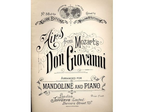 8467 | Airs from Don Giovanni - Arranged for Mandoline and Piano - Globe Edition No. 38