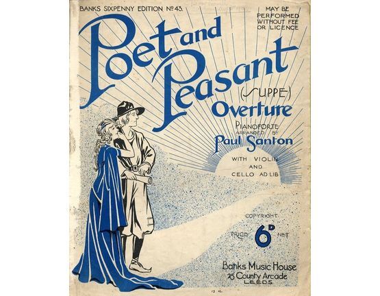 8538 | Poet and Peasant Overture - For the Piano with Violin and Cello Ad Lib. - Banks Sixpenny Edition No. 43
