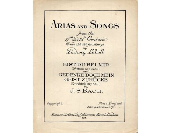 8553 | Bach - Bist du Bei Mir (If Thou Art Near) & Gedenke Doch Mein Geist Zurucke (Oh Think My Soul) - Vocal Pieces in German with English Translation
