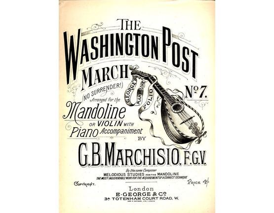 8706 | The Washington Post March - Arranged for Mandoline (or Violin) and Pianoforte - Georges Mandoline Folio Series No. 7