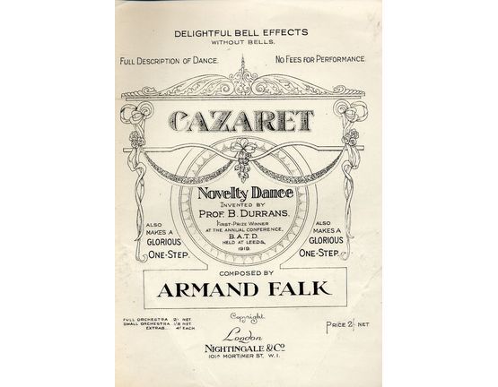 8708 | Cazaret (As you like it) - Novelty Dance - First Prize Winner at the annual conference B.A.T.D. held at Leeds 1919 - Also makes a glorious One-step -