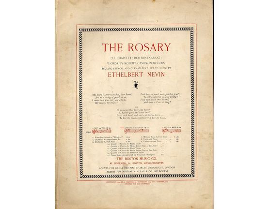 8987 | The Rosary - Song - For Mezzo Soprano or Baritone - In the key of E flat major
