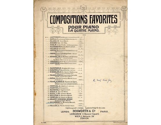 9167 | Beruhmtes Menuett - For Piano 4 Hands - Bosworth and Co Edition No. 766