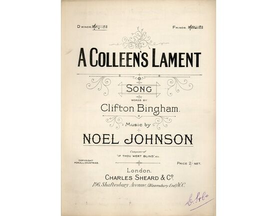 9273 | A Colleen's Lament - Song in the Key of D Minor for Low Voice