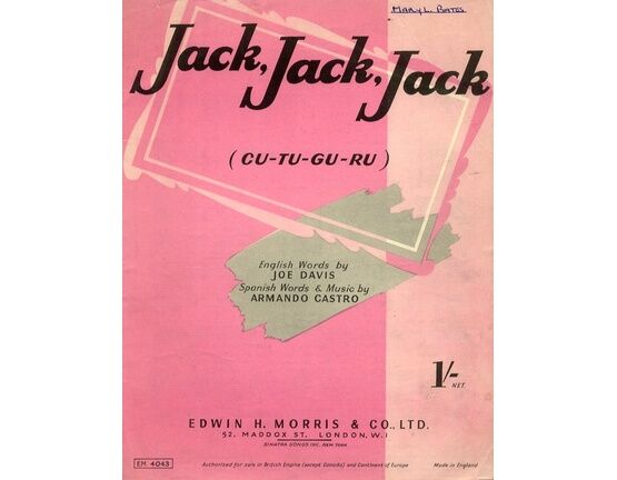 9339 | Jack Jack  Jack ( Cu Tu Gu Ru) - Song with English and Spanish Words