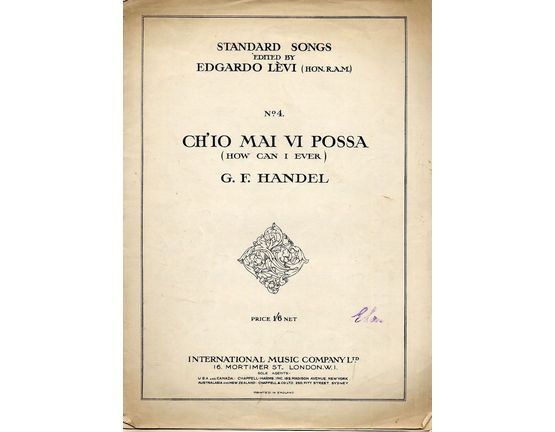 9354 | Handel - Ch'io Mai Vi Possa (How Can I Ever) - Song in the key of C Minor, with English and Italian words