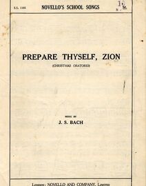 Prepare Thyself, Zion (Christmas Oratorio) - Novello&#039;s School Songs - Song for Piano and Voice